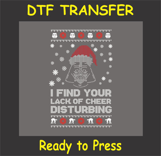 "Funny holiday DTF transfer with dark humor, featuring festive design with Santa hat and snowflakes"