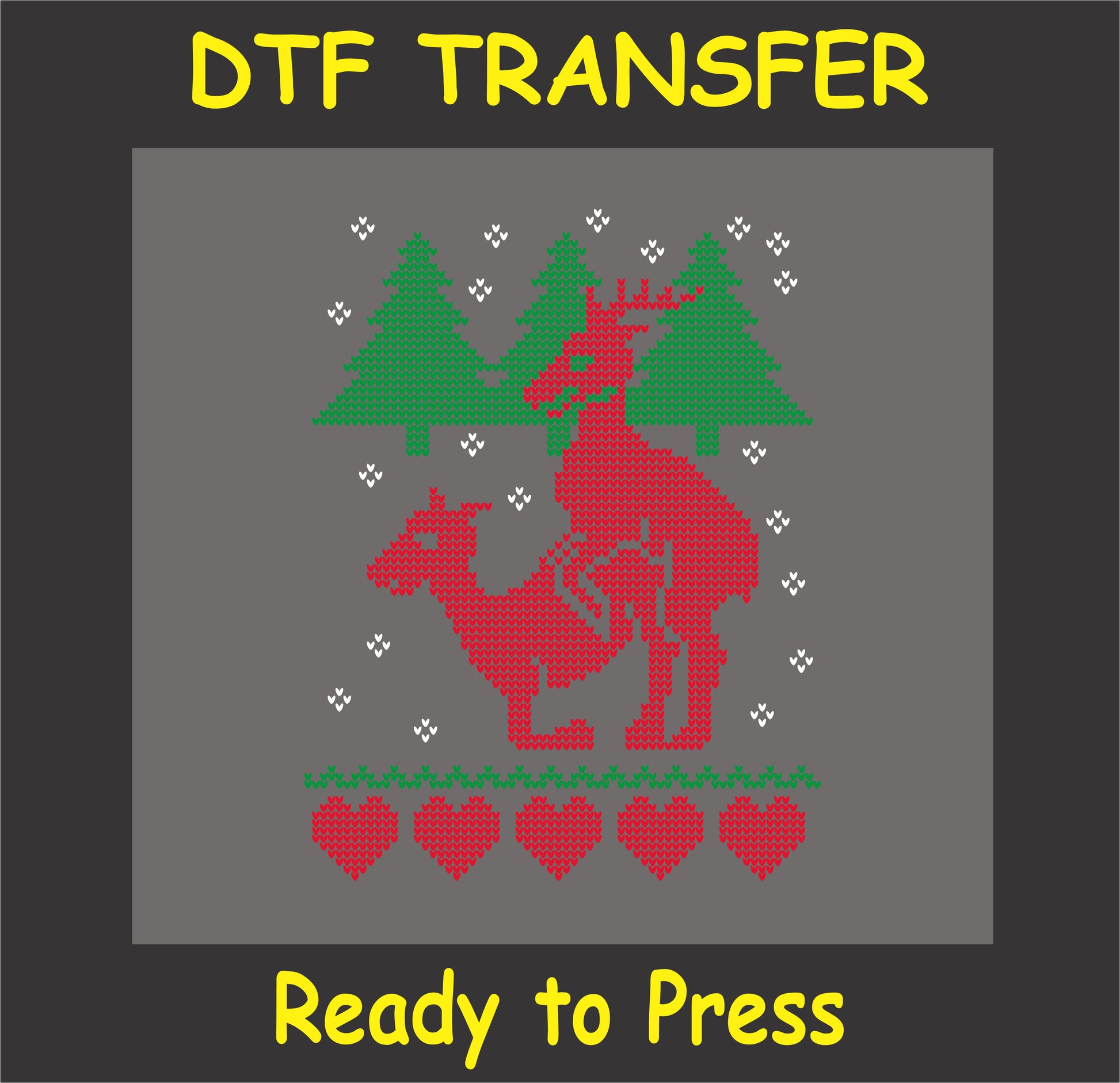 "Funny reindeer Christmas DTF transfer with adult humor ugly sweater design"