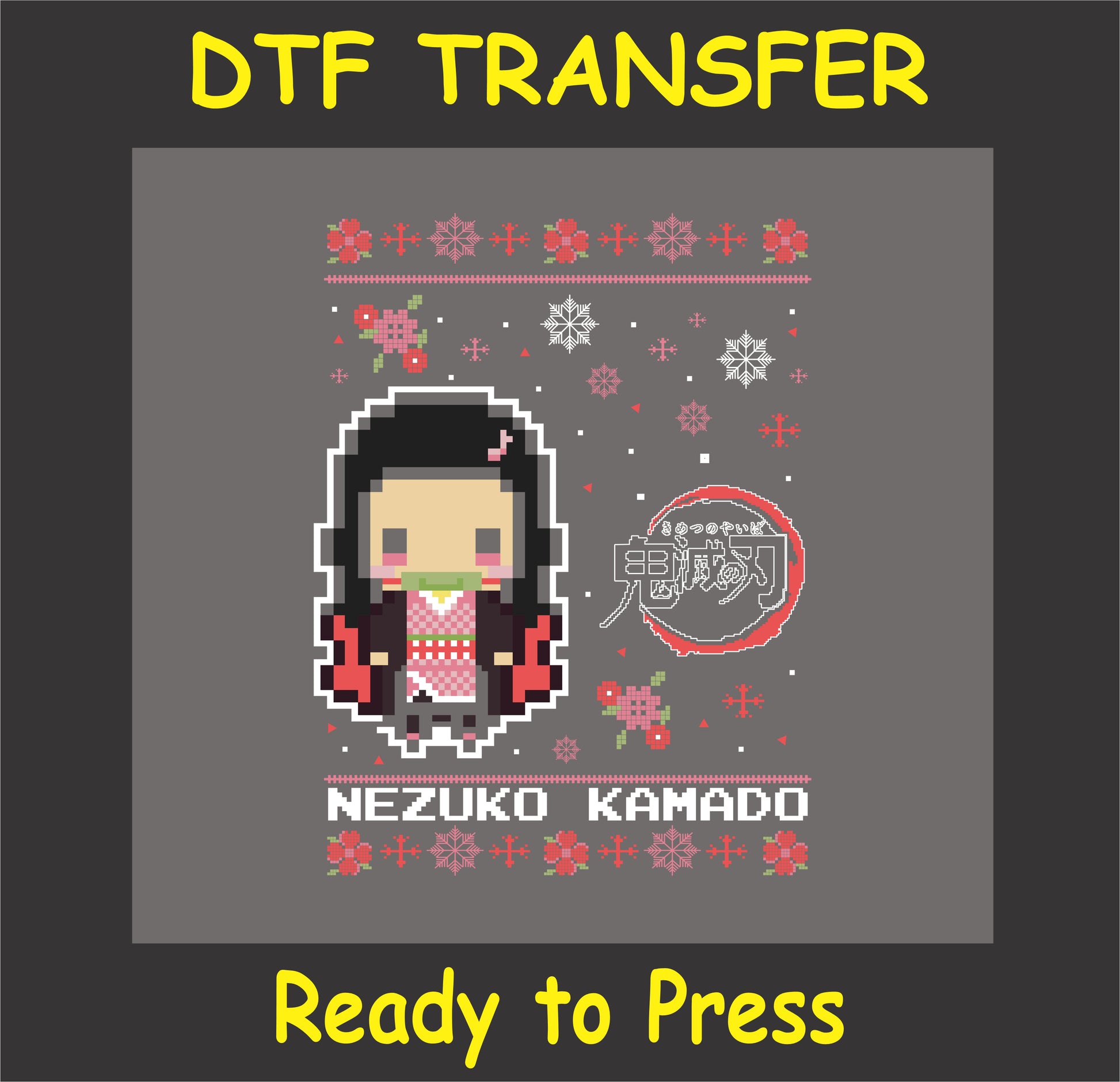 "Chibi bamboo girl holiday DTF transfer with festive anime-inspired character design"