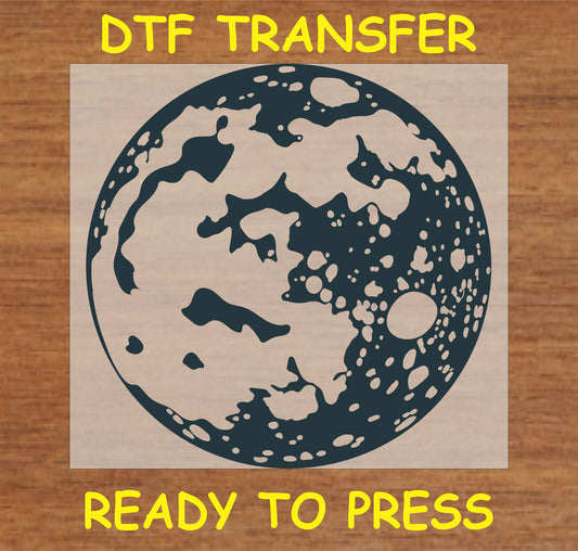 "Full moon DTF transfer with a detailed boho celestial design"