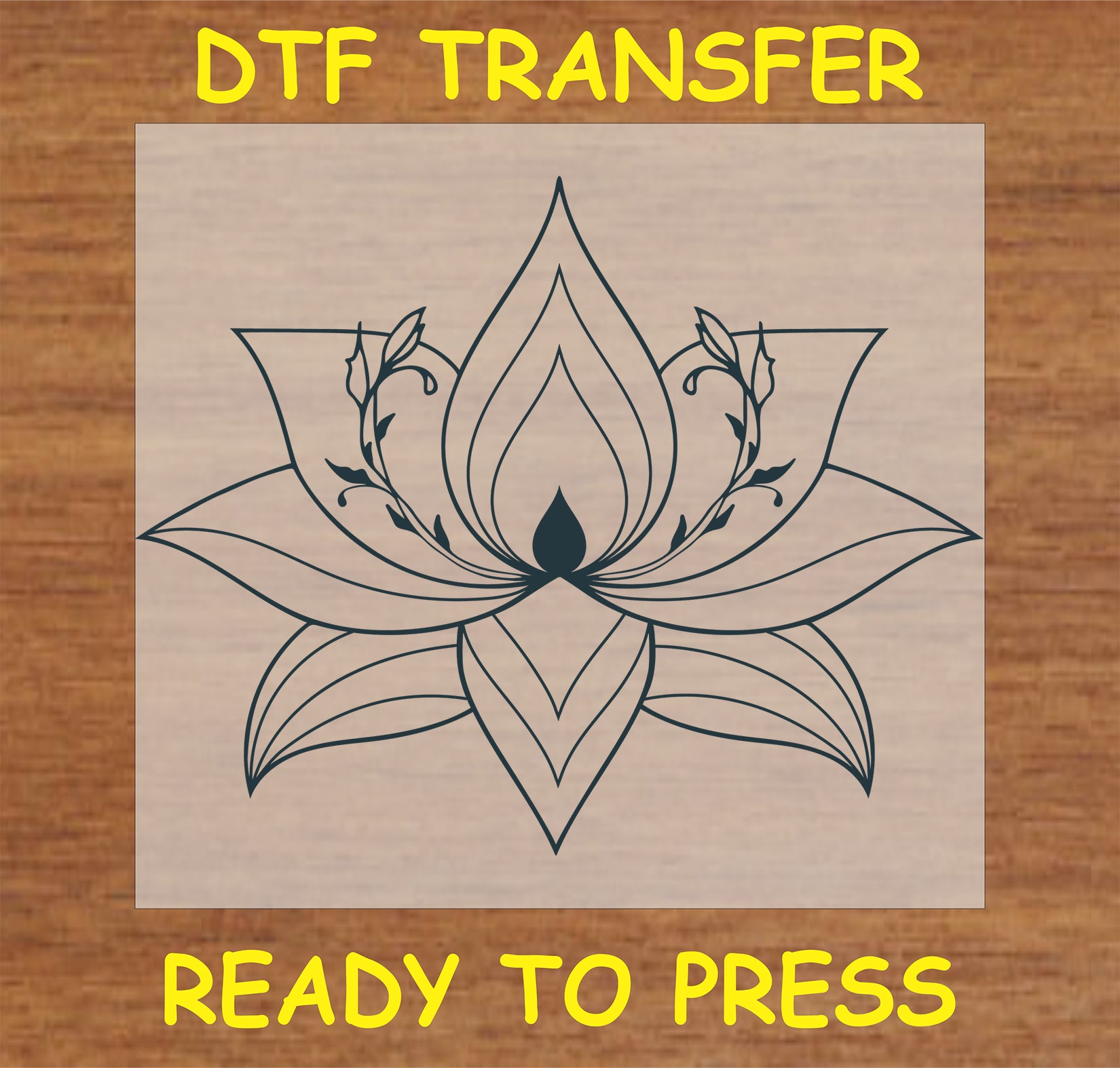 "Boho lotus flower DTF transfer with mystical floral design"