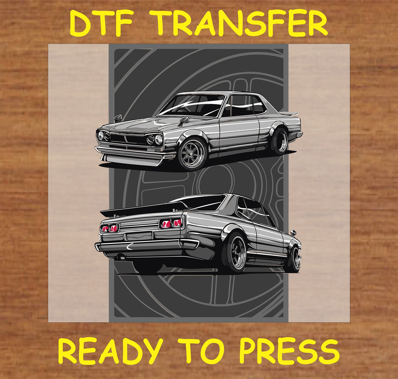 "Classic Car DTF Transfer with detailed vintage muscle car design for auto enthusiasts"