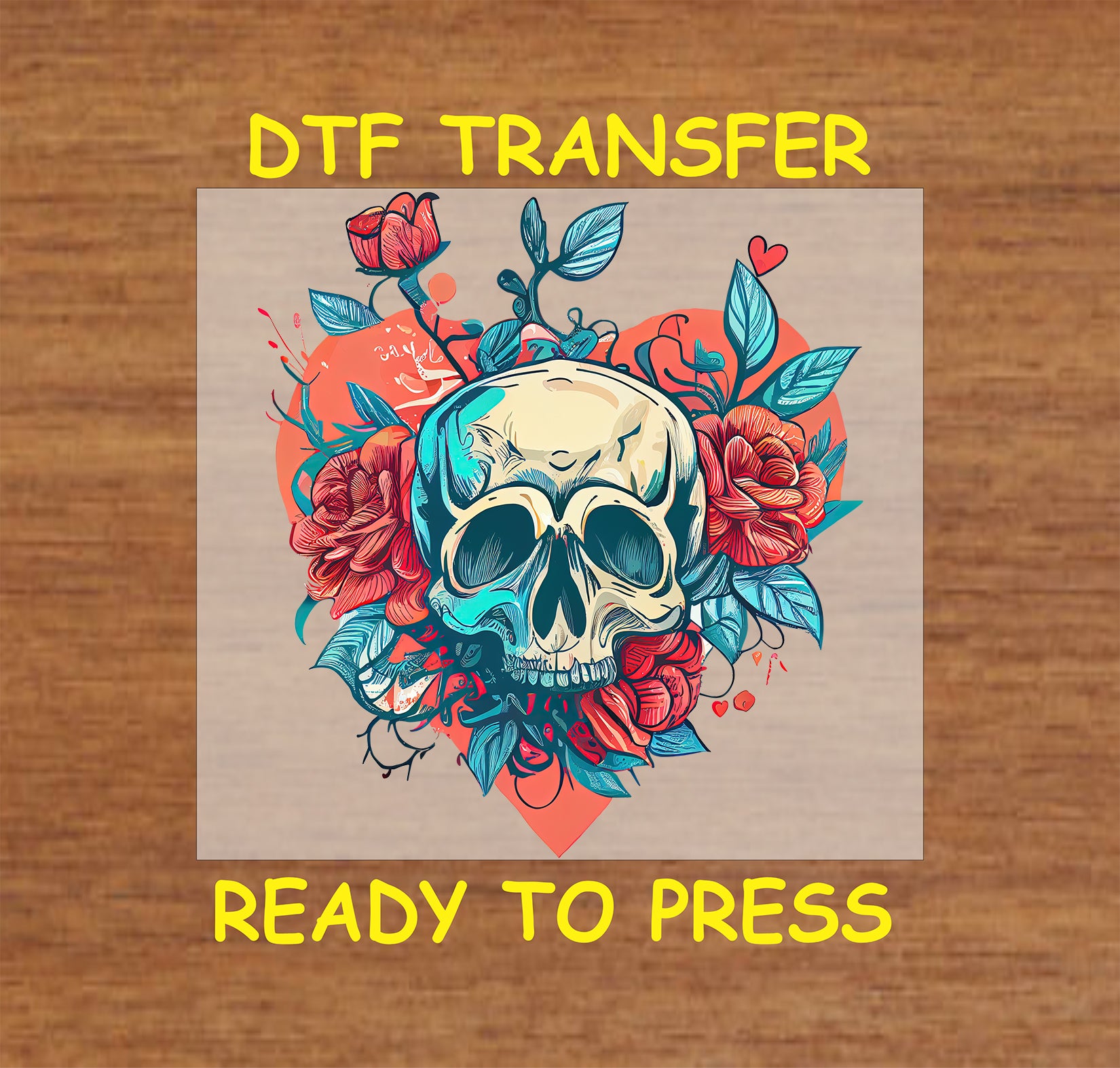 DTF transfer. Featuring Flowers and Skull design.