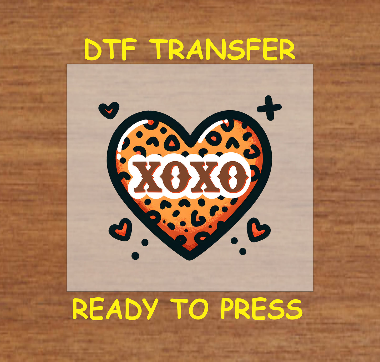 Valentine's Day DTF Transfer Iron On Heat Transfer - Ready to Press,  "XOXO" Leopard Heart Design 2808