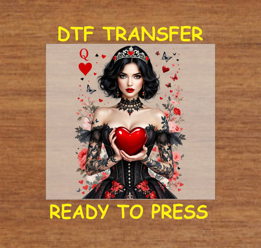 Valentines Day DTF Transfer Iron On Heat Transfer - Ready to Press, Dark Queen DTF Transfer | Ready to Press | Valentine's Day Design 4069