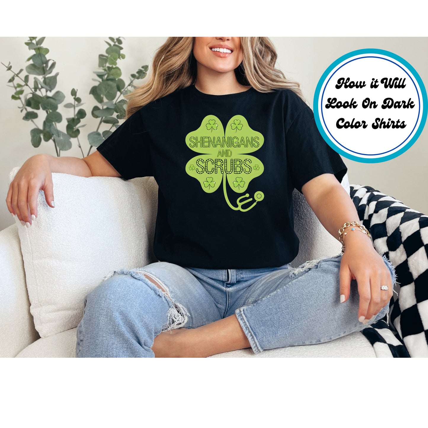 St. Patrick's Day DTF Transfer Iron On Heat Transfer - Ready to Press, Shenanigans and Scrubs DTF Transfer | Ready to Press | St. Patrick's Day Design 4288