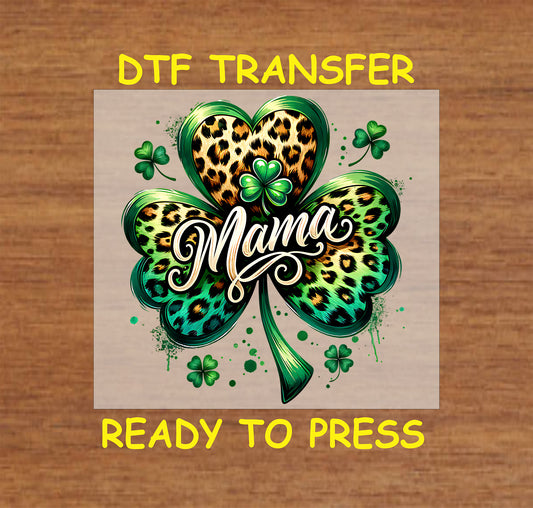 St. Patrick's Day DTF Transfer Iron On Heat Transfer - Ready to Press, Shamrock Mama DTF Transfer | Ready to Press | St. Patrick's Day Design 4520