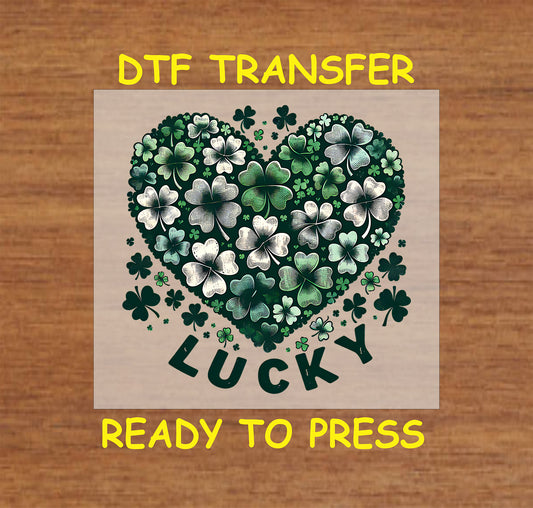 St. Patrick's Day DTF Transfer Iron On Heat Transfer - Ready to Press, Lucky Clover DTF Transfer | Ready to Press | St. Patrick's Day Design 4534