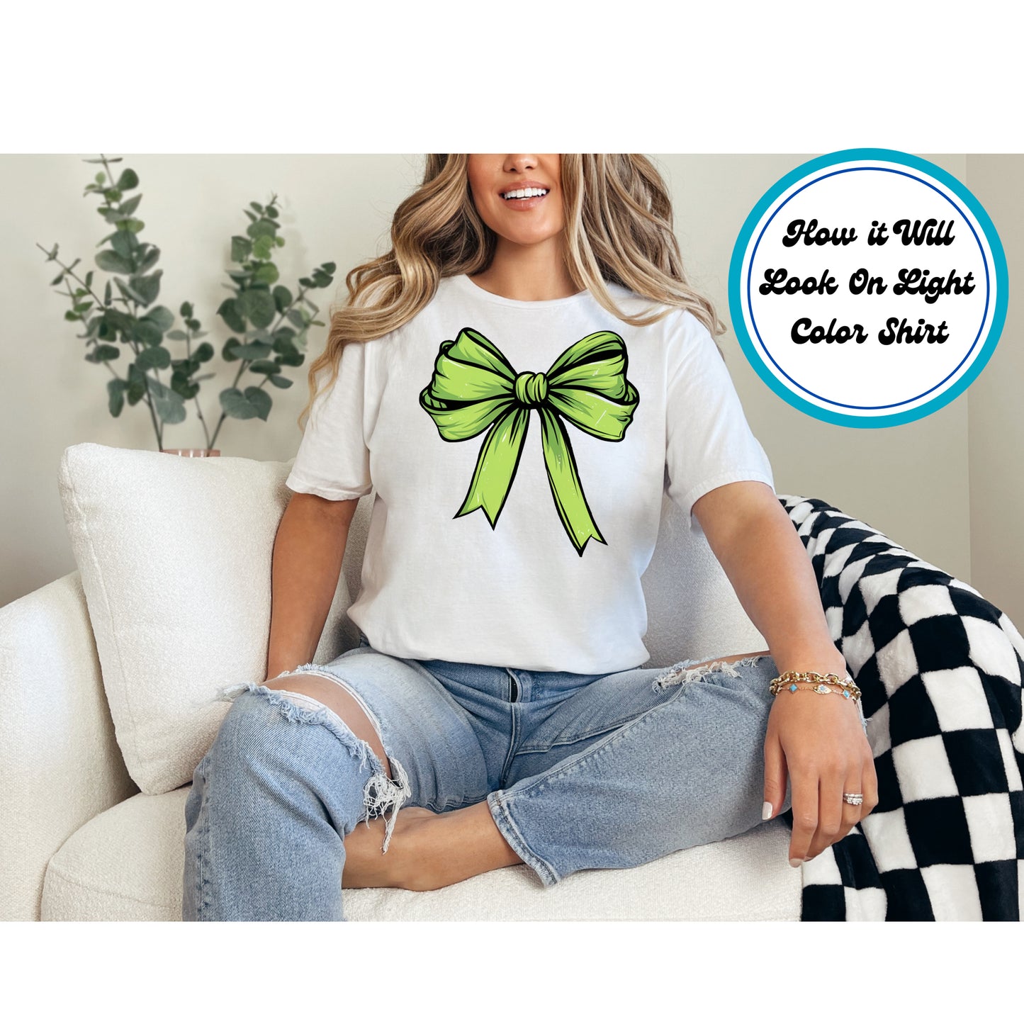 St. Patrick's Day DTF Transfer Iron On Heat Transfer - Ready to Press, Green Shamrock Bow DTF Transfer | Ready to Press | St. Patrick's Day Design 4643