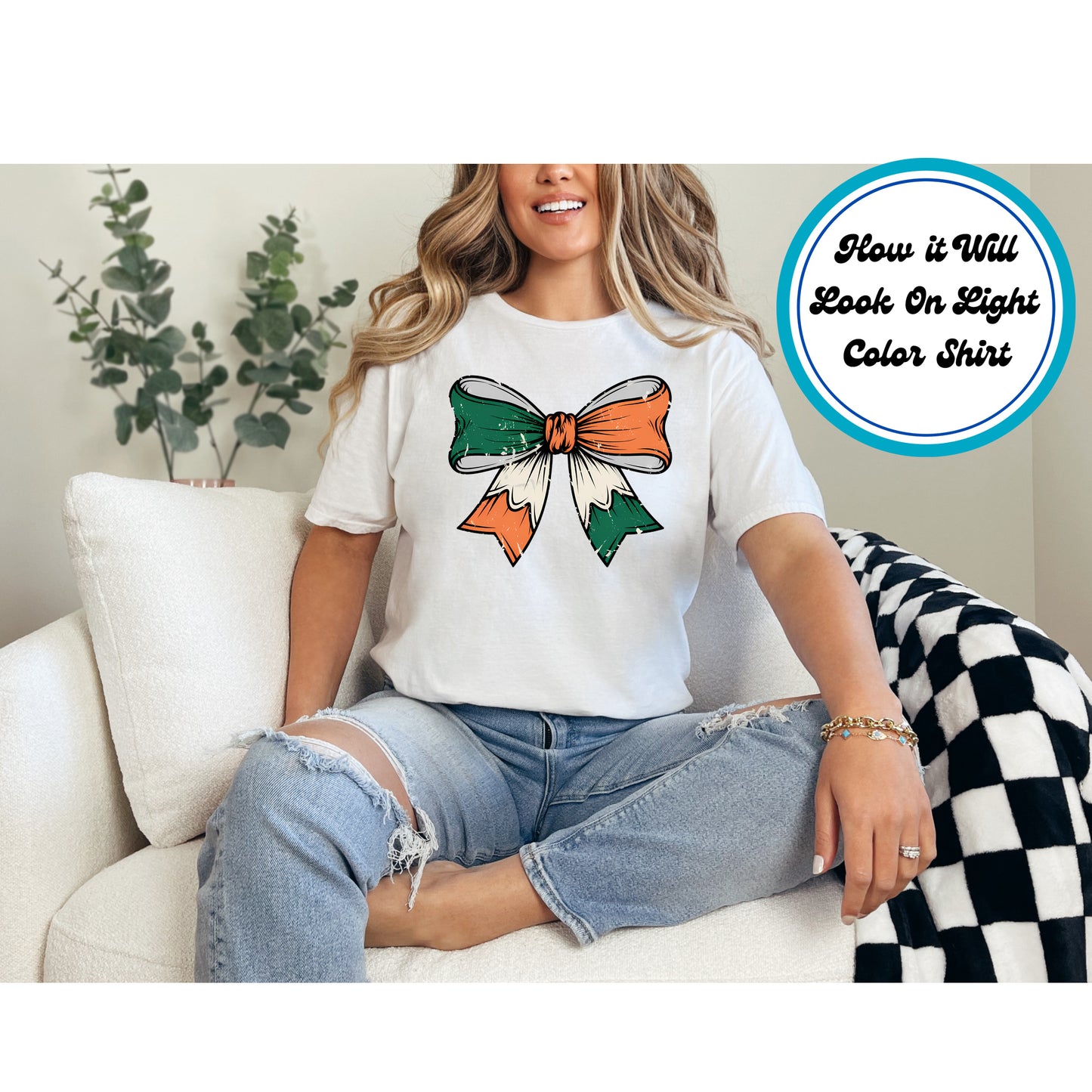 St. Patrick's Day DTF Transfer Iron On Heat Transfer - Ready to Press, Irish Flag Bow DTF Transfer | Ready to Press | St. Patrick's Day Design 4644