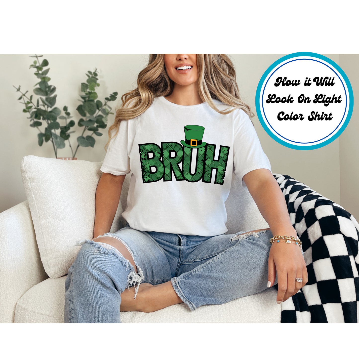 St. Patrick's Day DTF Transfer Iron On Heat Transfer - Ready to Press, "Bruh" Shamrock DTF Transfer | Ready to Press | St. Patrick's Day Design 4645