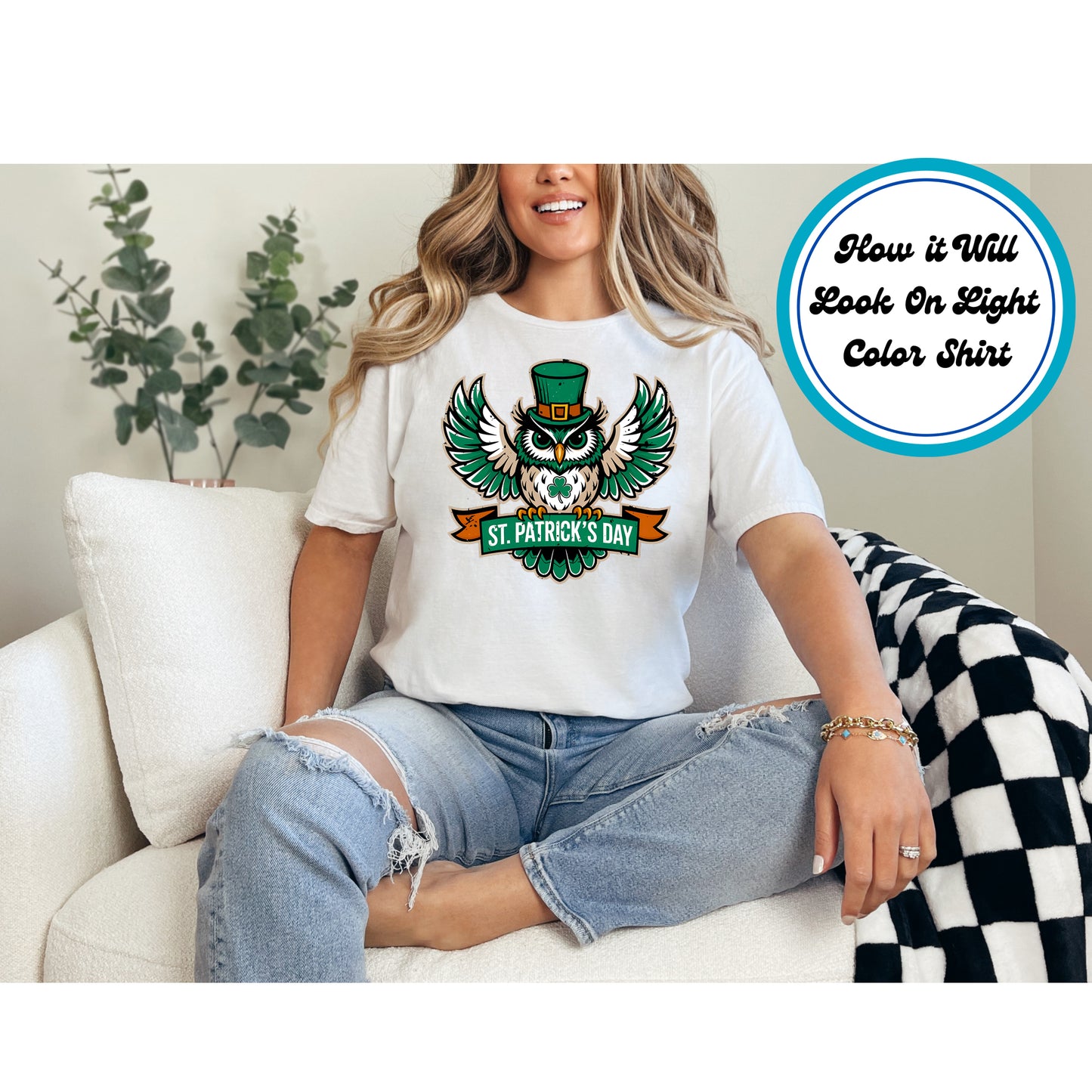 St. Patrick's Day DTF Transfer Iron On Heat Transfer - Ready to Press, St. Patrick's Day Owl DTF Transfer | Ready to Press | St. Patrick's Day Design 4650