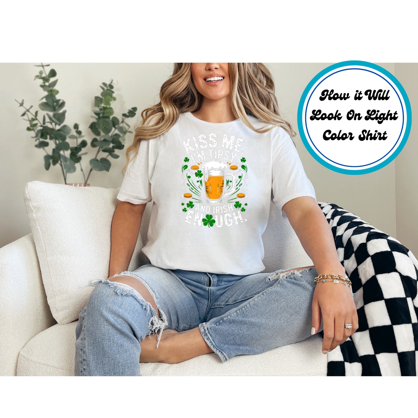 St. Patrick's Day DTF Transfer Iron On Heat Transfer - Ready to Press, Kiss Me I'm Tipsy DTF Transfer | Ready to Press | St. Patrick's Day Design 4653