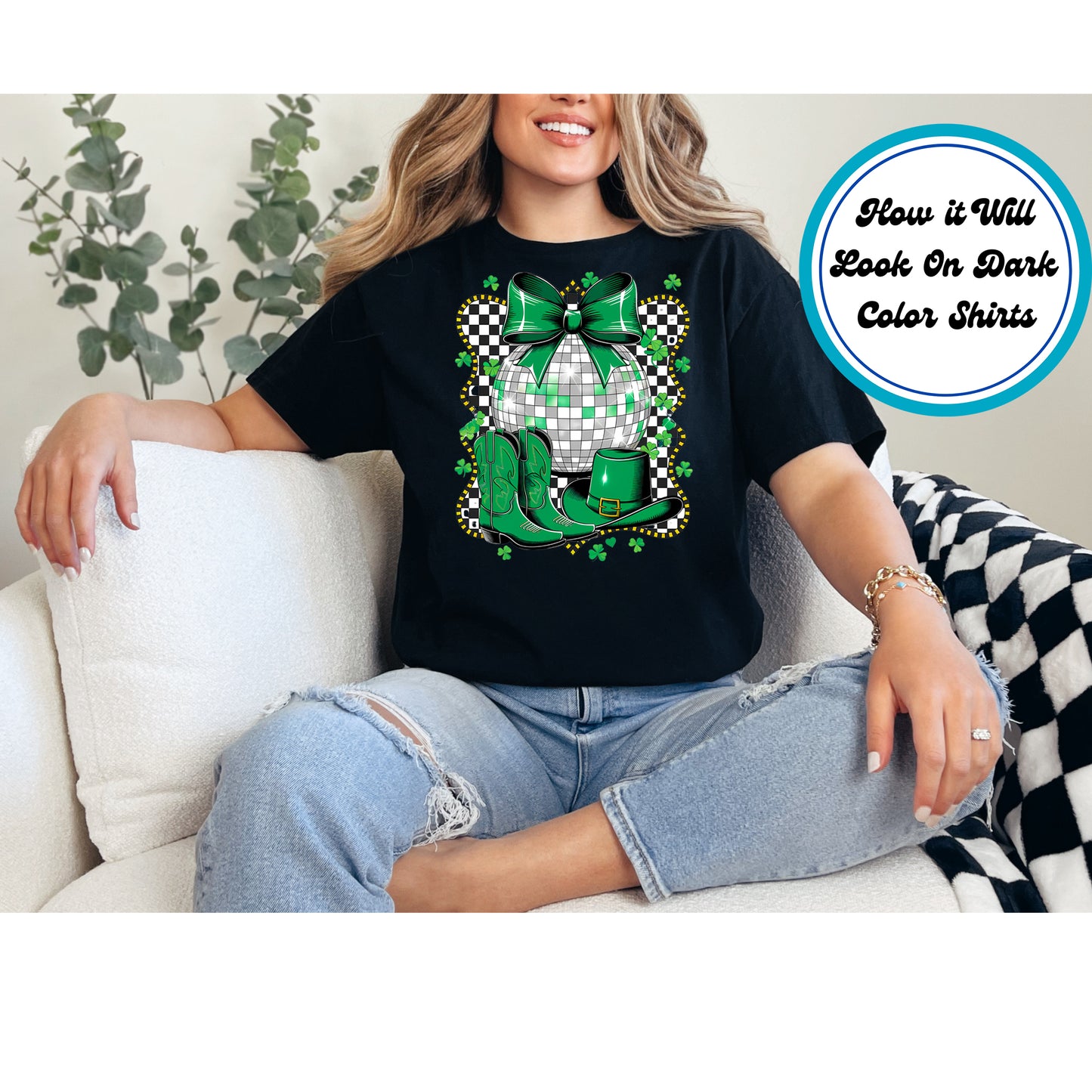 St. Patrick's Day DTF Transfer Iron On Heat Transfer - Ready to Press, Disco Cowboy DTF Transfer | Ready to Press | St. Patrick's Day Design 4654