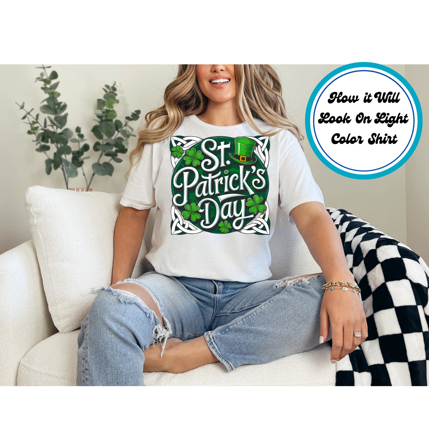 St. Patrick's Day DTF Transfer Iron On Heat Transfer - Ready to Press, Lucky Shamrock DTF Transfer | Ready to Press | St. Patrick's Day Design 4657