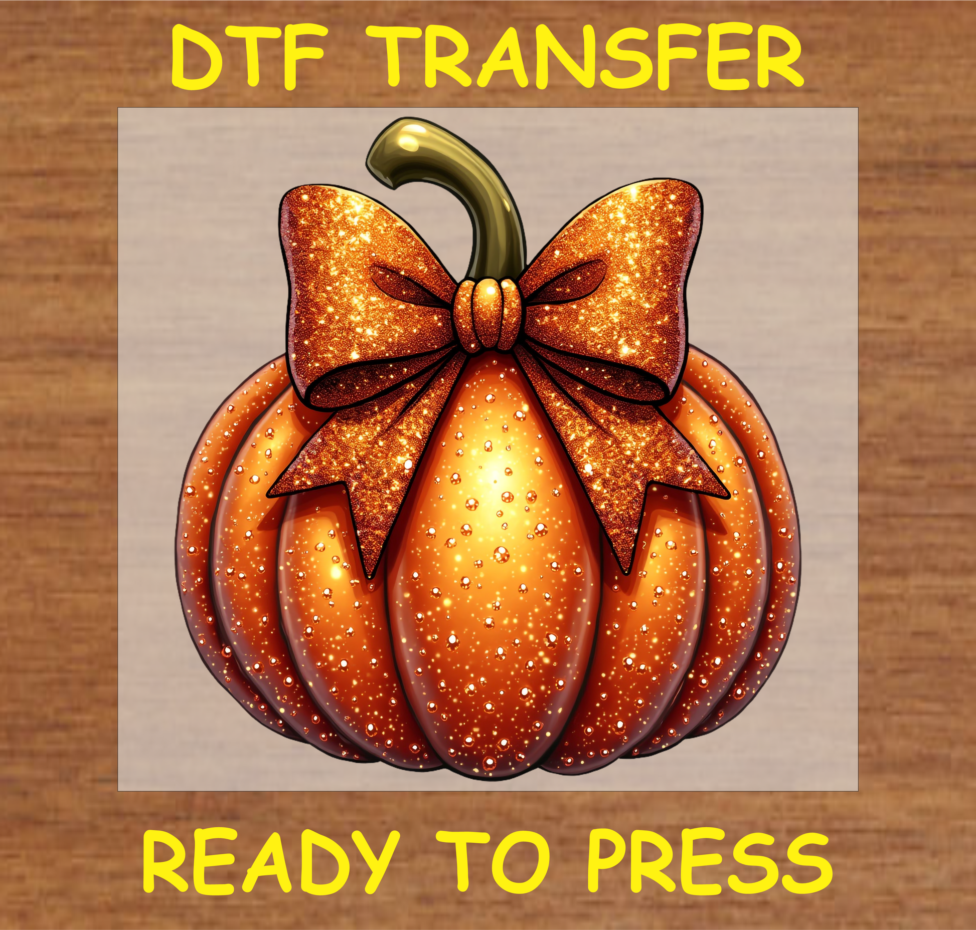 Glittery Pumpkin DTF Transfer with Decorative Bow