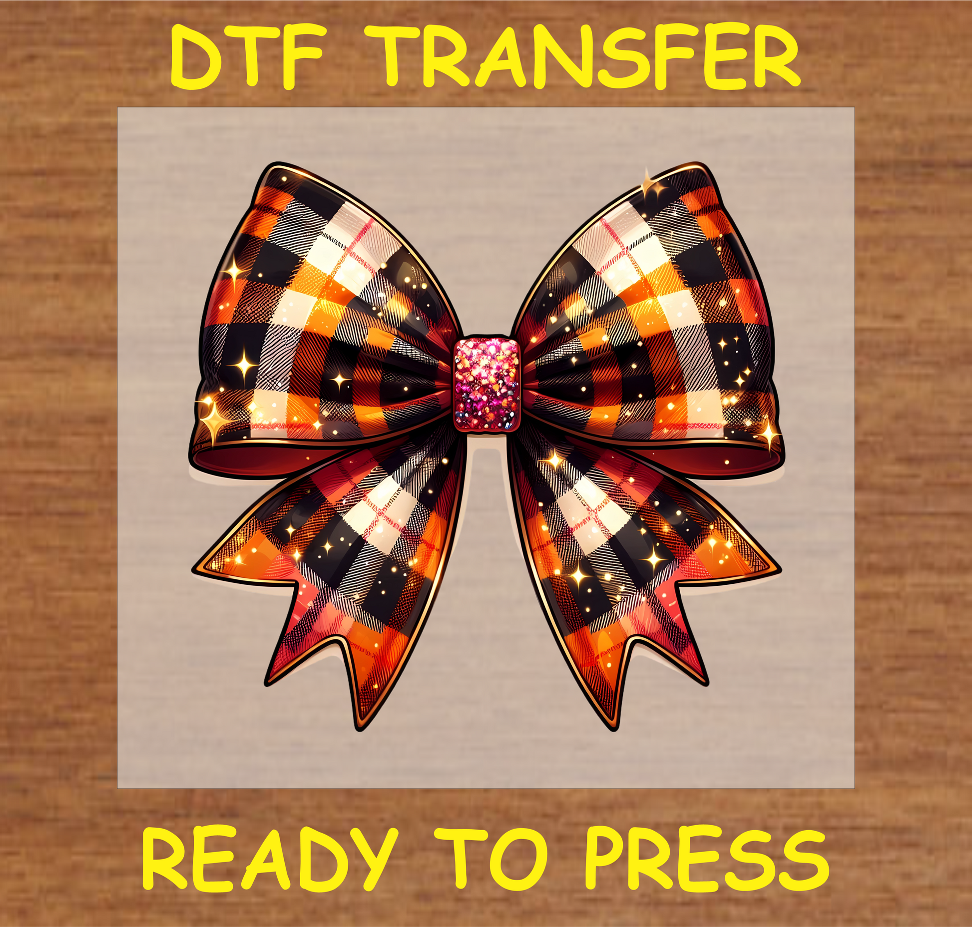 Plaid Bow DTF Transfer with Glittery Center