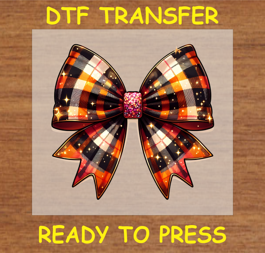 Plaid Bow DTF Transfer with Glittery Center