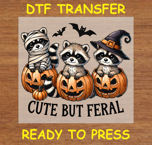 "Cute but Feral Cute Animals in Halloween Costumes DTF Transfer for Custom Projects"