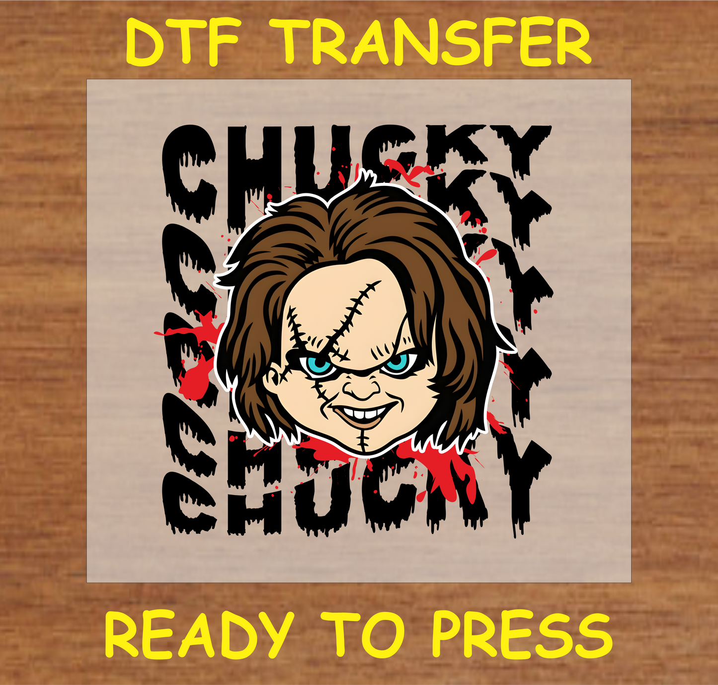 DTF transfer featuring the iconic horror villain design, perfect for Halloween and horror-themed projects"