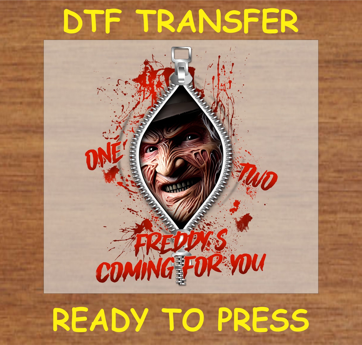 He's Coming for You' DTF transfer featuring the horror icon for custom apparel"