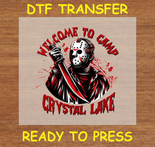 DTF transfer with a horror icon holding a machete, ready to press for Halloween or horror projects"