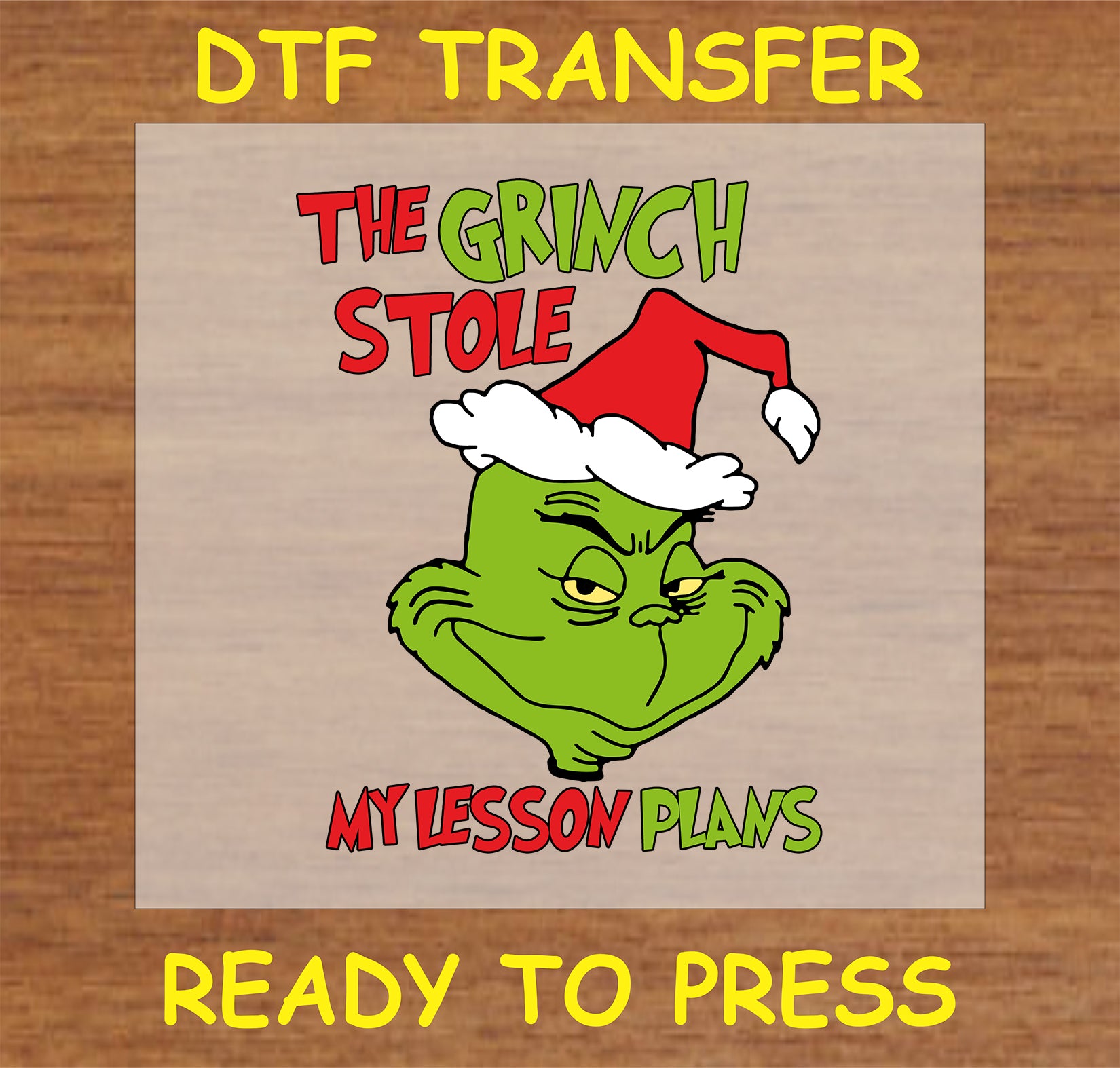 Holiday Hijinks Teacher DTF Transfer with festive character and humorous lesson plan theme for teachers"