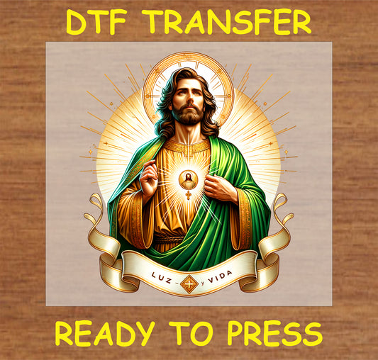 "Luz y Vida DTF Transfer featuring a spiritual design with vibrant colors and intricate details"