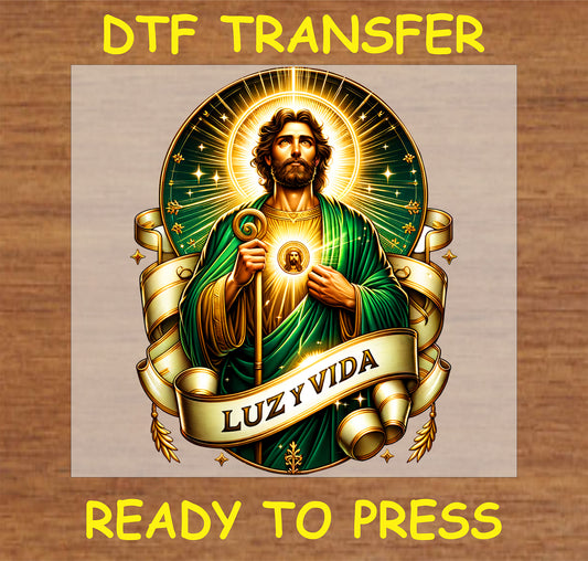 "Luz y Vida DTF Transfer with vibrant colors and inspirational design"