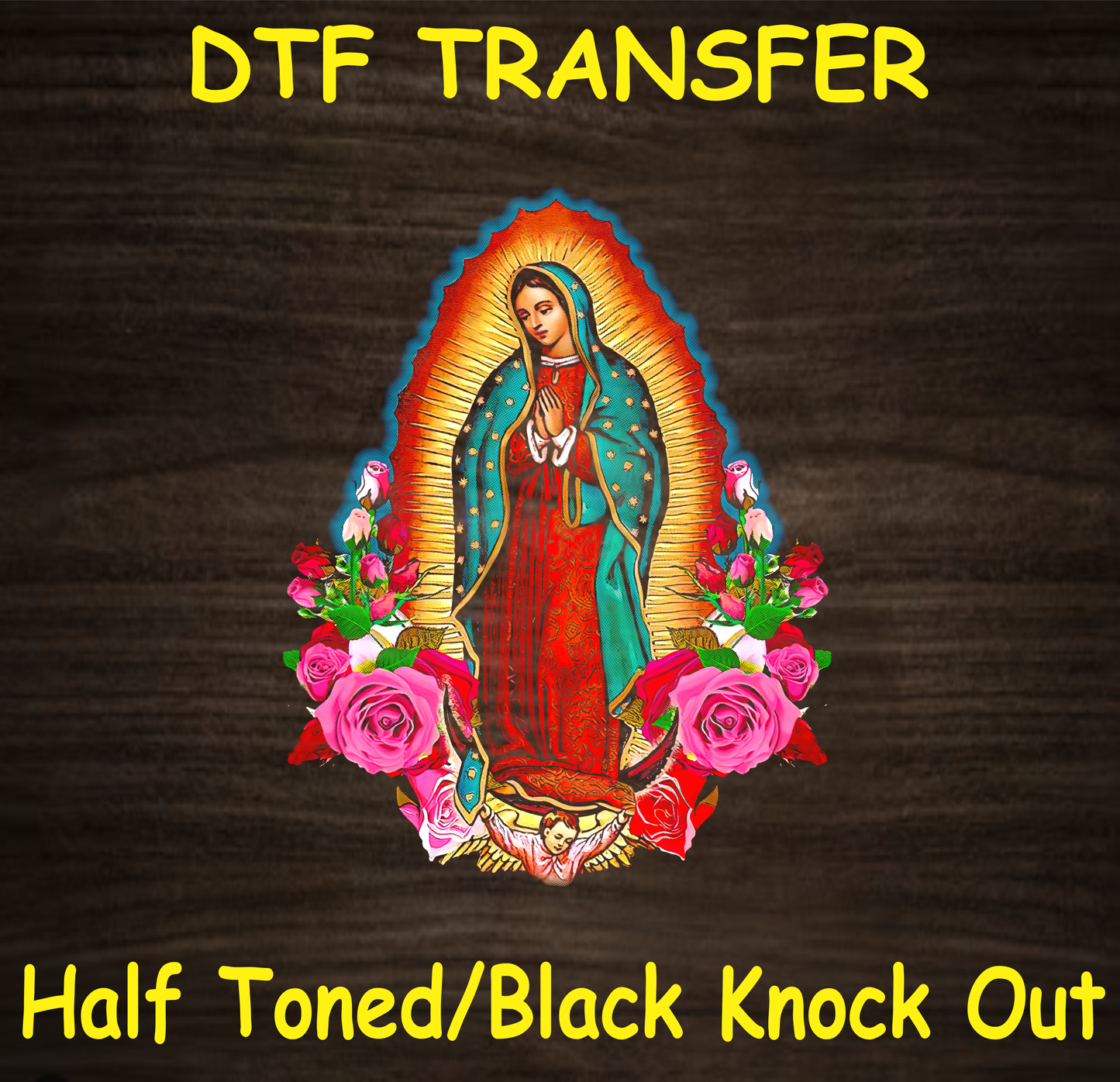 Virgin Mary Half Toned Dtf Transfer - Ready To Press A1586