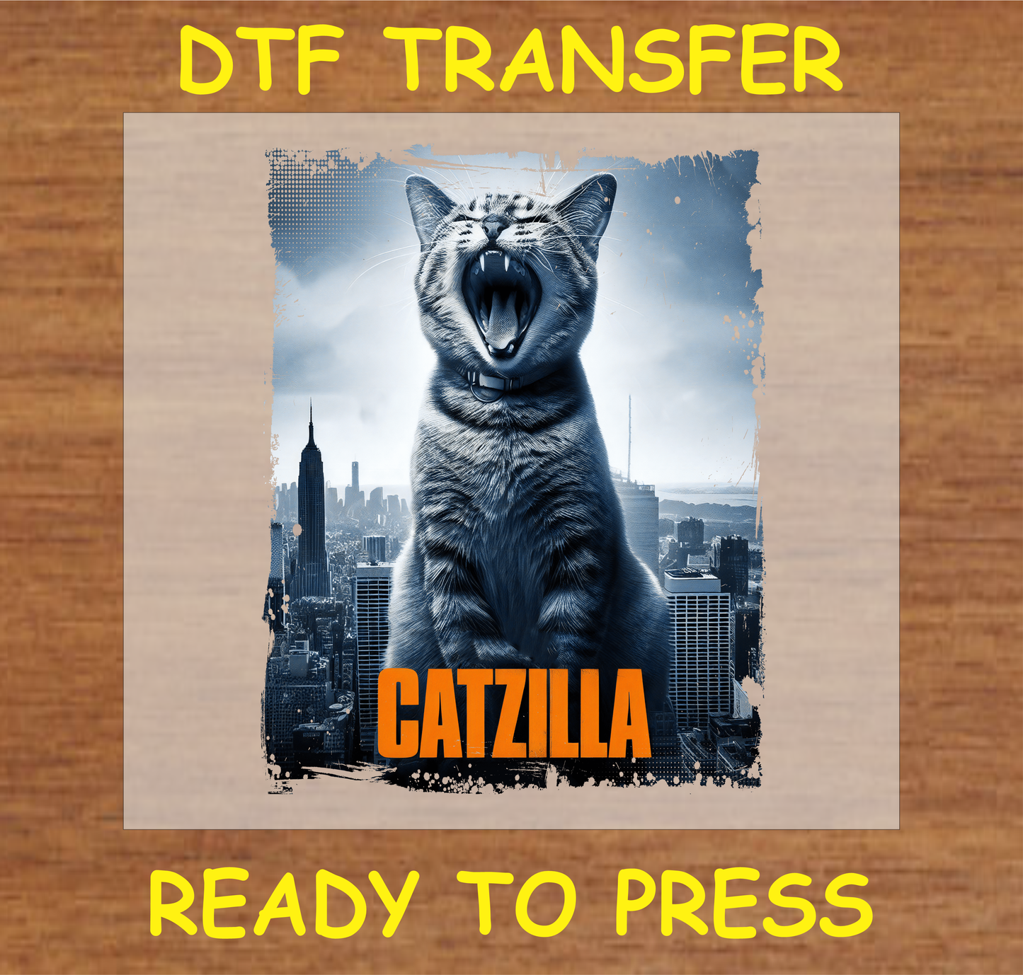 Catzilla Cat Dtf Transfer - Ready To Press A1594