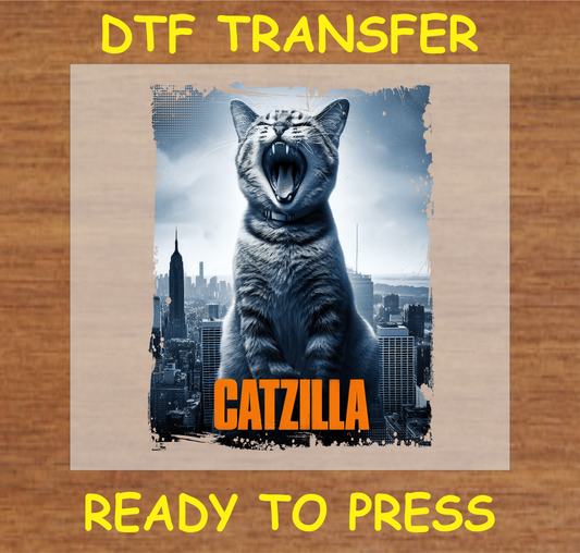 Catzilla Cat Dtf Transfer - Ready To Press A1594