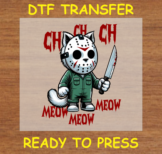 Horror Cat Dtf Transfer - Ready To Press A1596