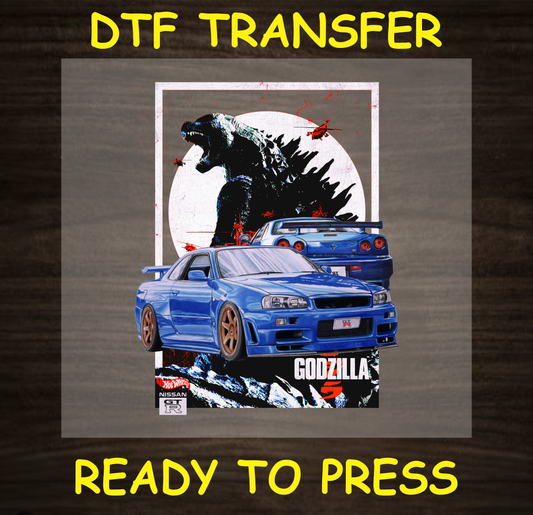 Blue Race Car Dtf Transfer - Ready To Press A1605