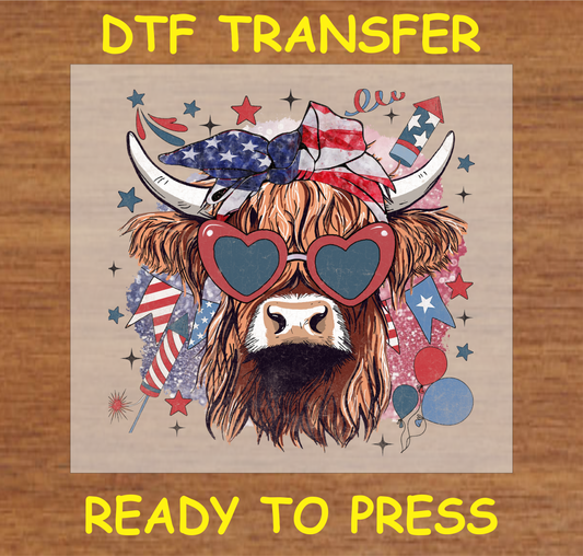 USA Cow Dtf Transfer - Ready To Press A1643