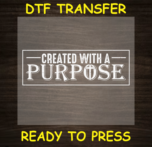 Created with a Purpose DTF transfer with a cross, ready to press

