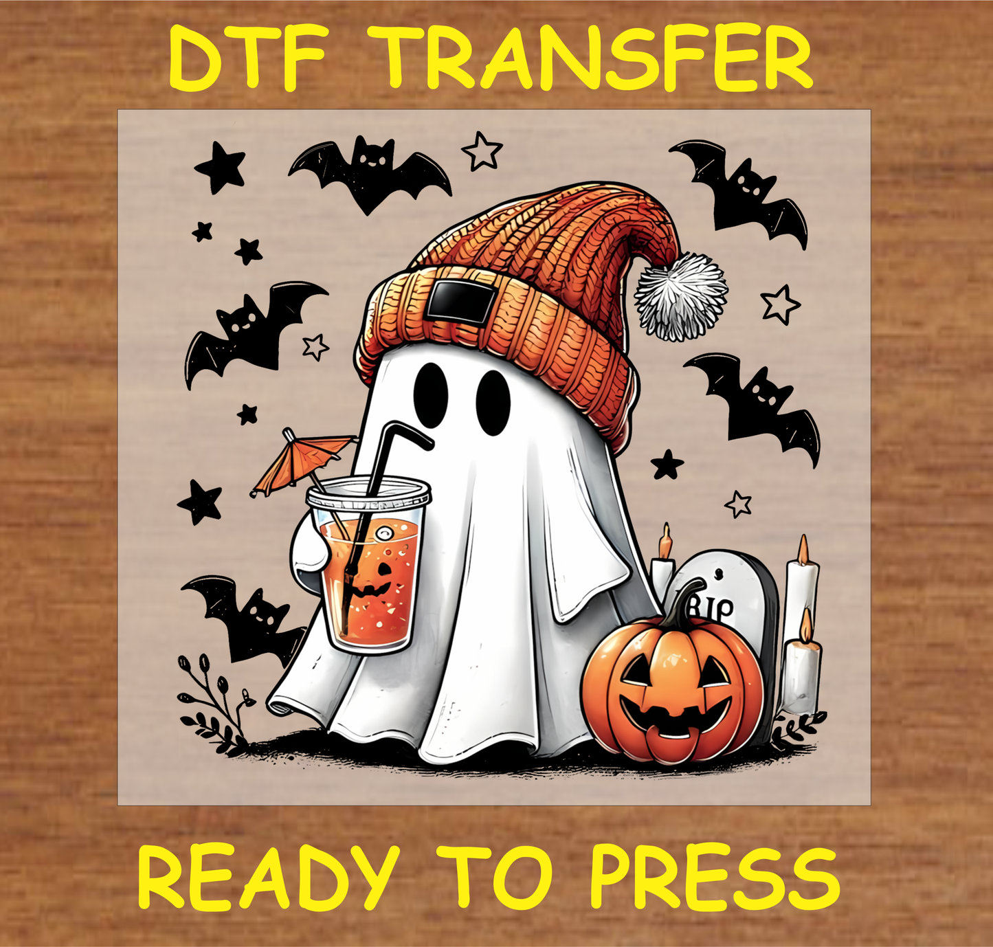 Ghost with Coffee DTF Transfer A1945