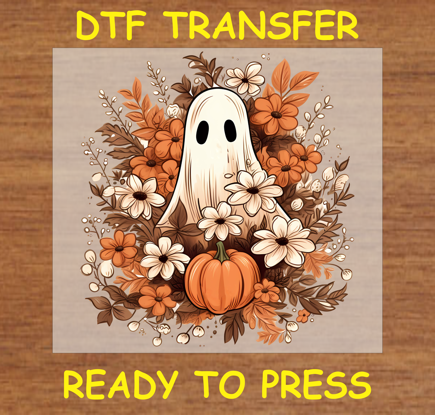 Cute Ghost with Pumpkin DTF Transfer A1994