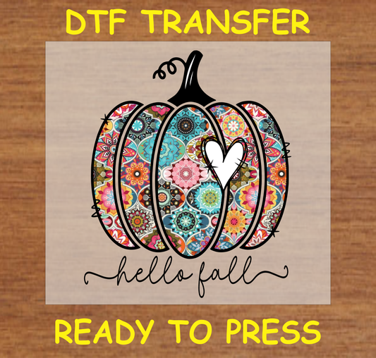 Hello Fall Pumpkin DTF Transfer A2005