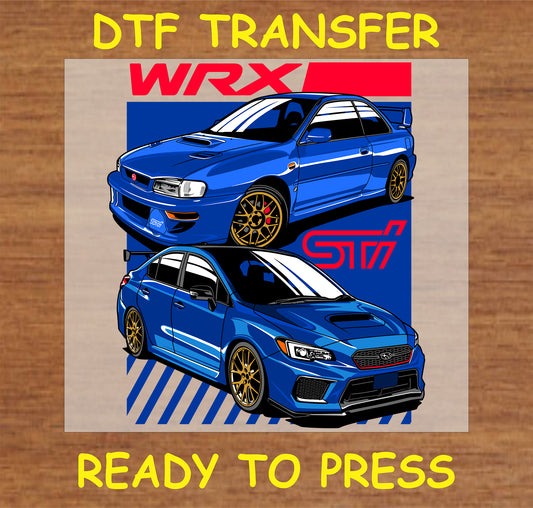 "DTF Transfer featuring dynamic rally car designs"