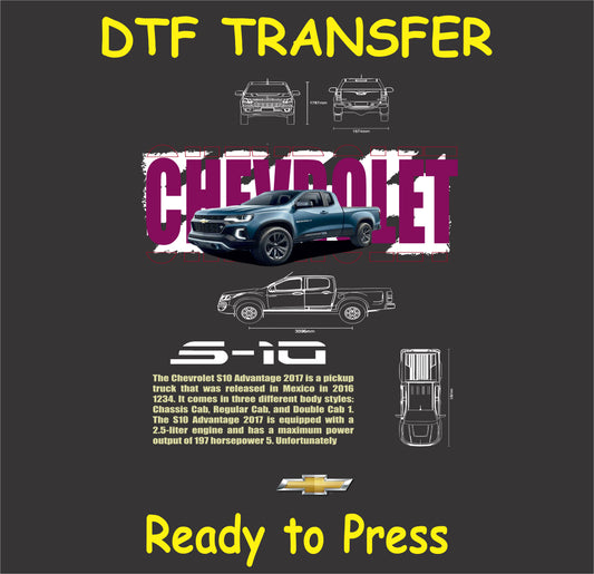 "DTF transfer design featuring a classic pickup truck ready for application"