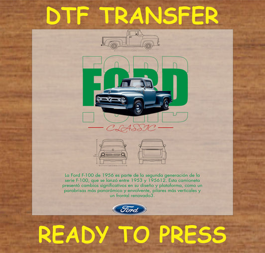 "DTF transfer featuring a vintage pickup truck design ready for application"