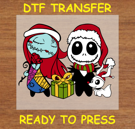 "Christmas Skeleton Couple DTF Transfer Design Ready to Press"