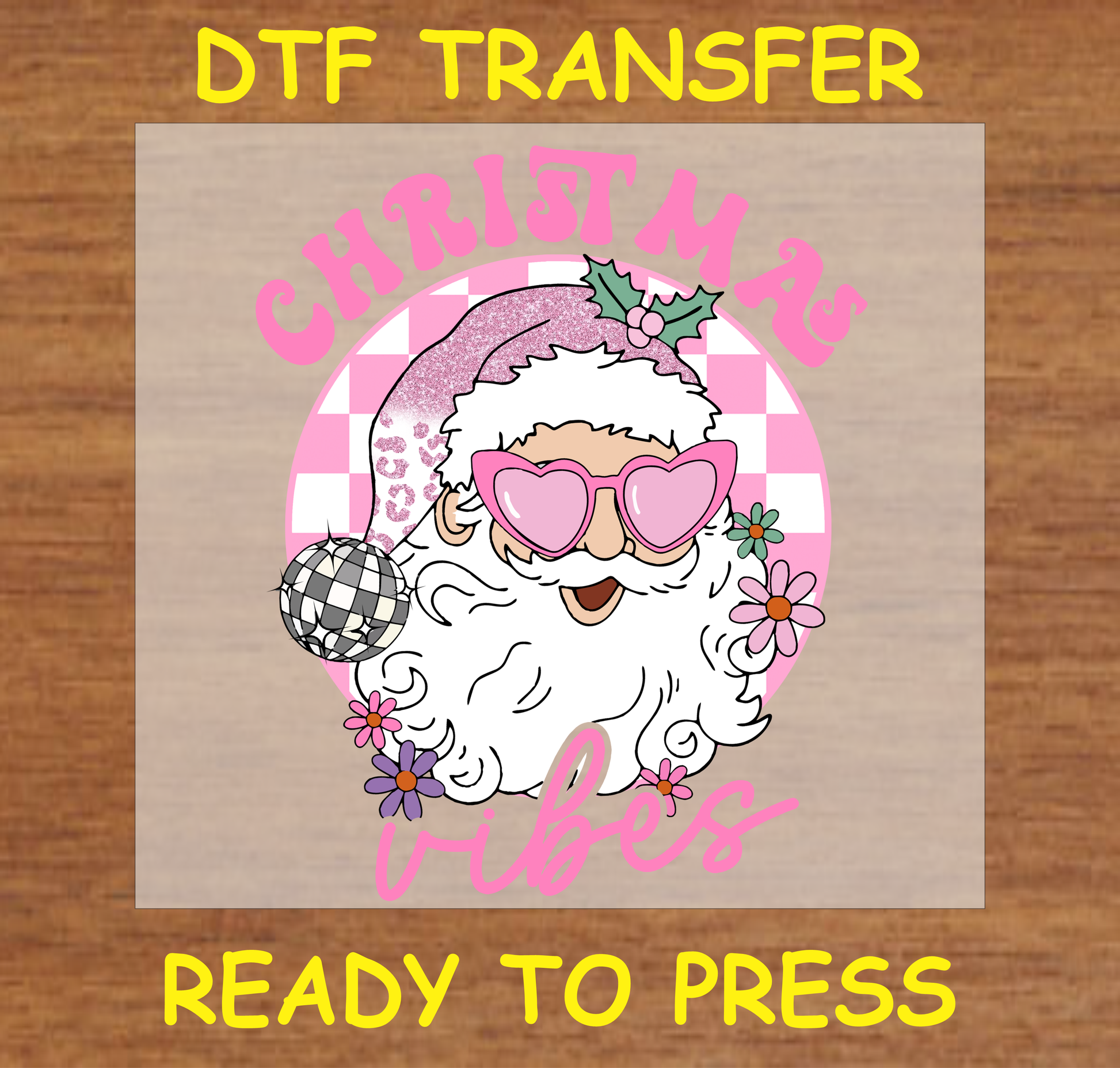 Christmas Vibes Retro Santa Claus Dtf Transfer - Ready To Press C140