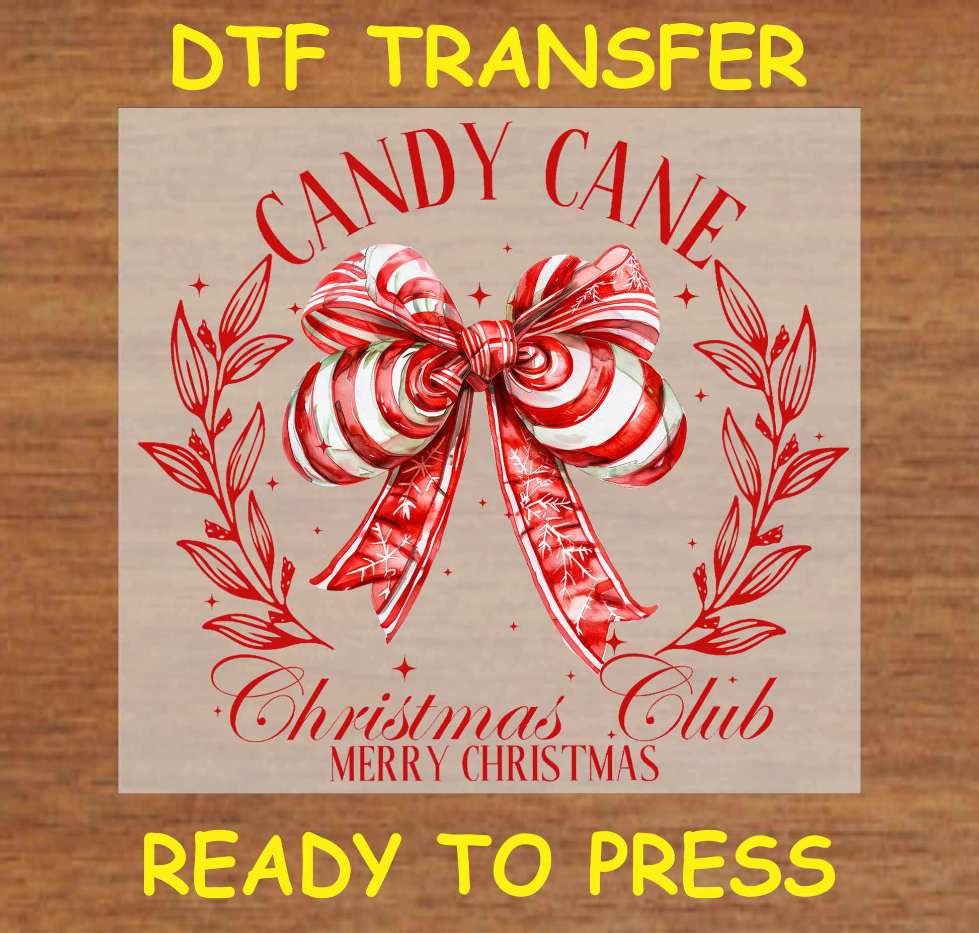 Candy Cane Christmas Club Dtf Transfer - Ready To Press C143