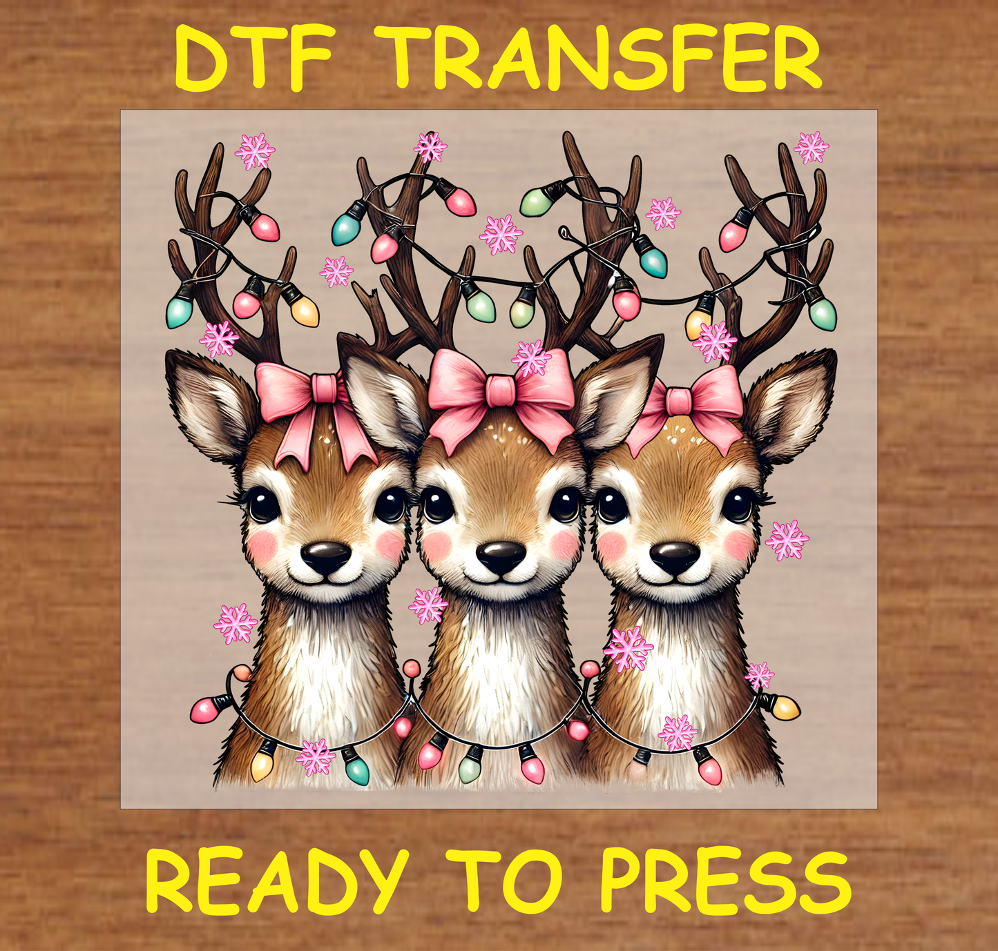 Cute Reindeers Christmas Dtf Transfer - Ready To Press C163