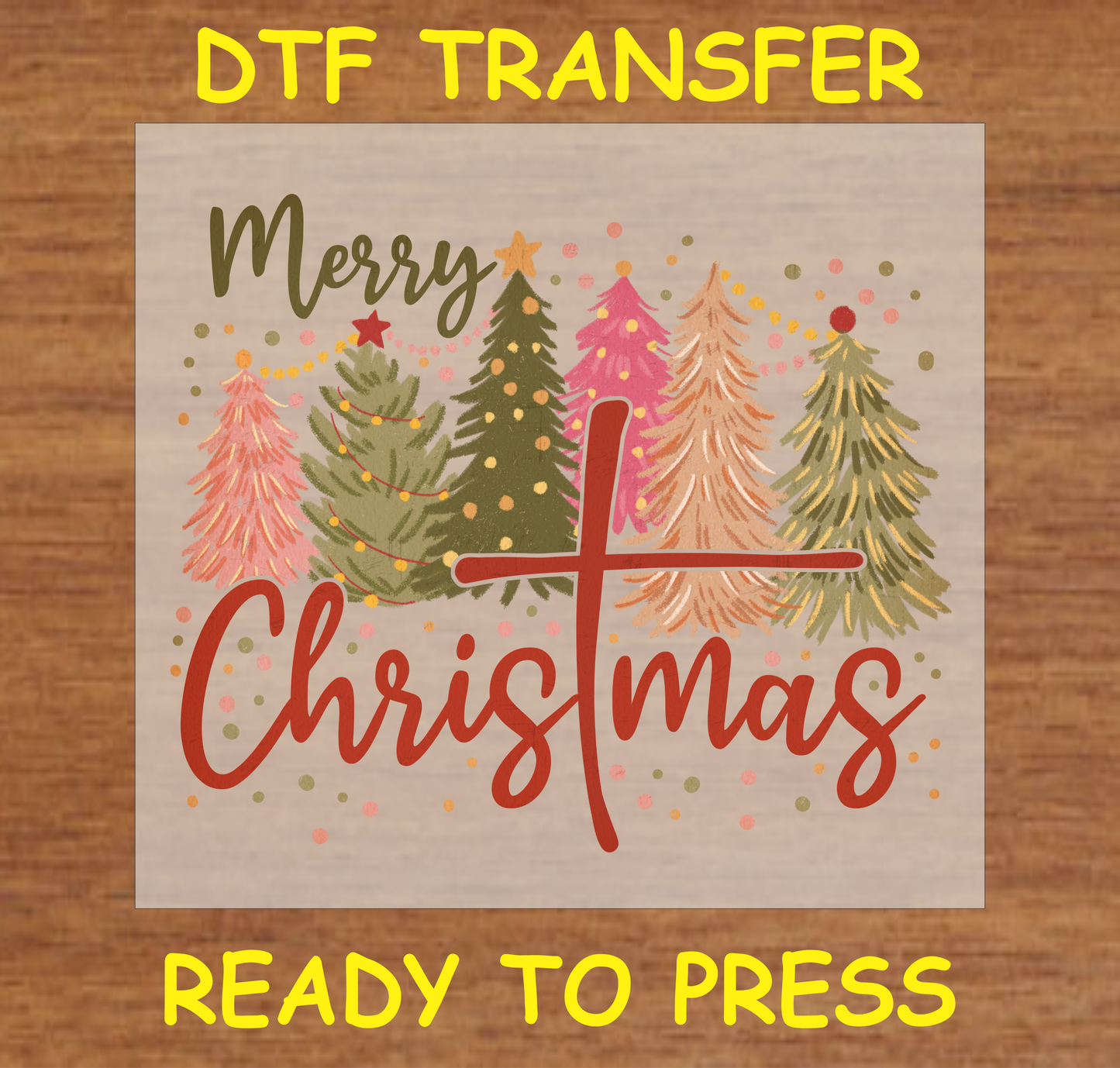 Merry Christmas Tree Dtf Transfer - Ready To Press C166