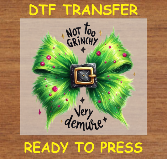 Very Demure Green Bow Christmas Dtf Transfer - Ready To Press C172