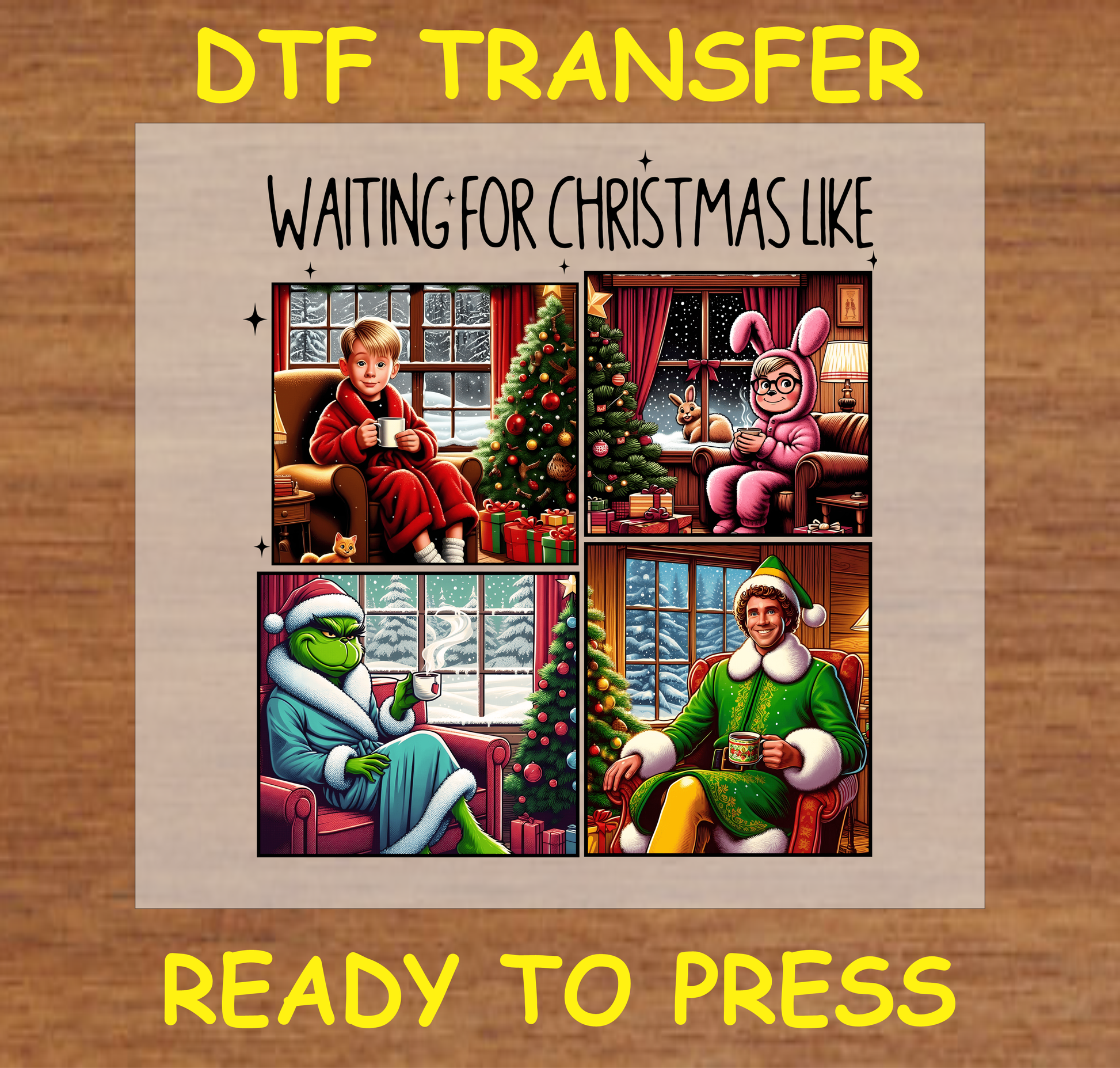 Waiting For Christmas Dtf Transfer - Ready To Press C175