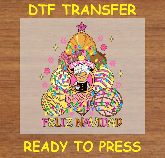 Feliz Navidad Pan Dulce Hispanic Christmas Dtf Transfer - Ready To Press C178